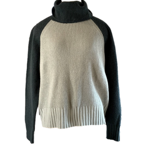 Madewell NWT merino wool blend 2 tone green waffle weave turtleneck sweater